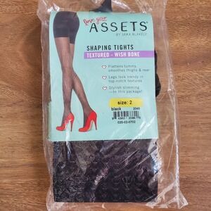 Spanx Assets Shaping Tights Size 2 Black Textured Wish Bone Coquette Goth Sexy‎